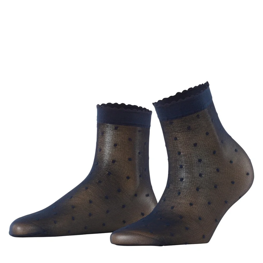 FALKE Women's Invisible Deluxe 8 Tights, Beige & Falke Dot Anklet Stocking Blue